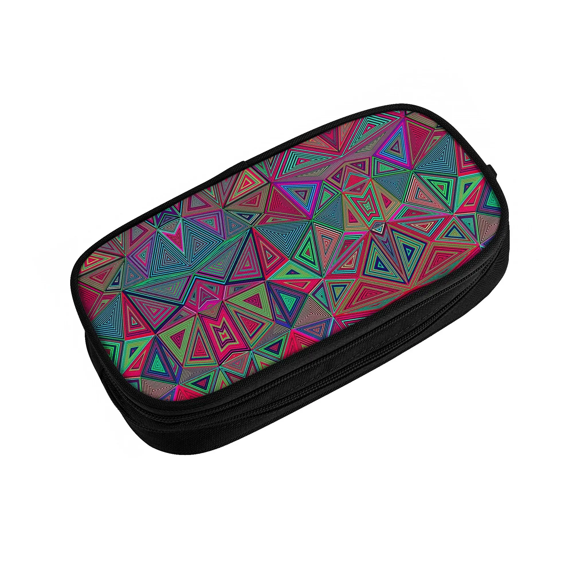 1 piece Lightweight Abstract Geometric Triangles Pattern Pencil Case Teen Pen Bag Back To School Office Pencil Pouch