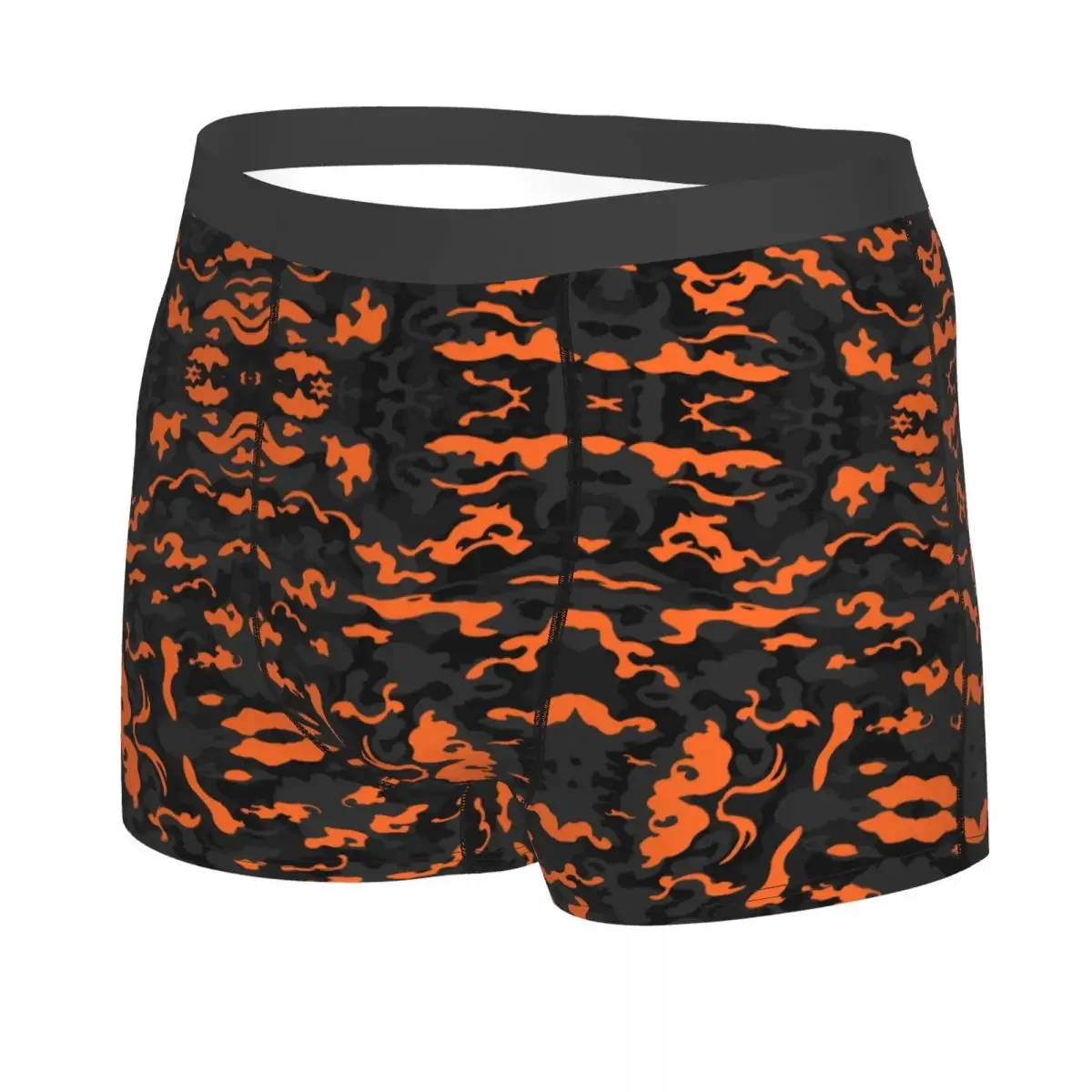 Custom Male Fashion Camo Style Black Orange Camouflage Men's Underwear Boxer Briefs Soft Shorts Panties Underpants