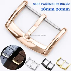 Watch Band Stainless Steel Pin Buckle 316L Metal Strap Clasps 18mm 20mm Silver Black Rose Gold Solid Polished Buttons Acessories