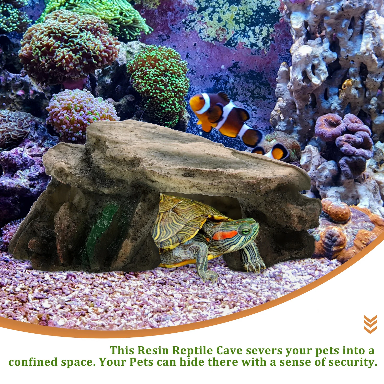Tempat Berteduh Reptil, Gua Kura-kura dari Resin, Platform Panjat, Produsen Pemandangan Alam, Aksesori Terarium Hermit yang Stabil