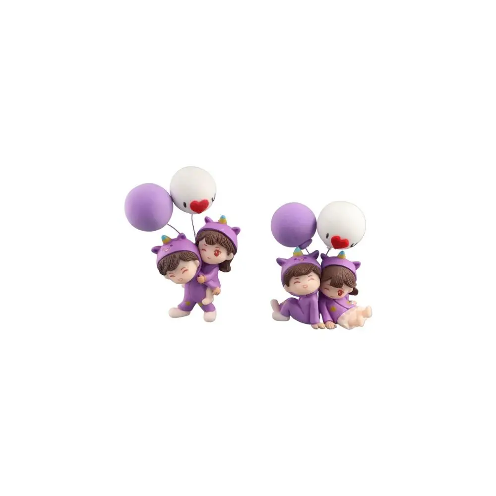 

Purple Pajamas Couple Car Ornaments Resin Cartoon Cute Car Decoration Model Kiss Balloon Doll Cute Auto Center Console Figure