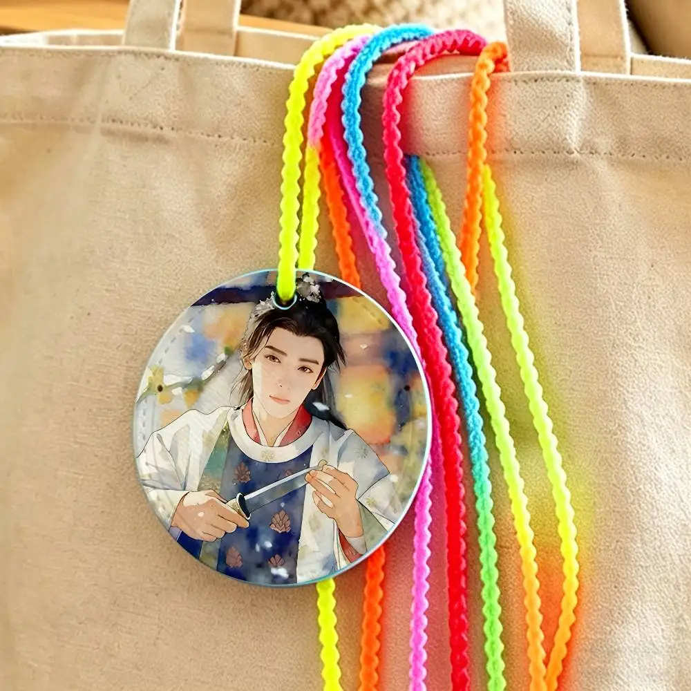 Yu Ming Cha Gu Illustration TV Luggage Tag PU Leather Baggage Handbag Suitcase Tag With Secure Strap Privacy Cover Label Busines