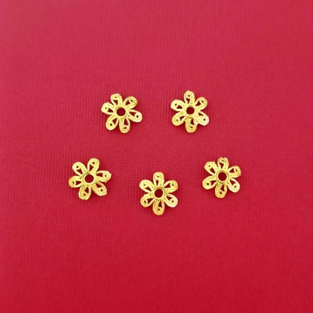 

1PCS Real Pure 999 24K Yellow Gold Bead Lucky Hollow Flower Thin Slice Small Pendant 0.2-0.25g