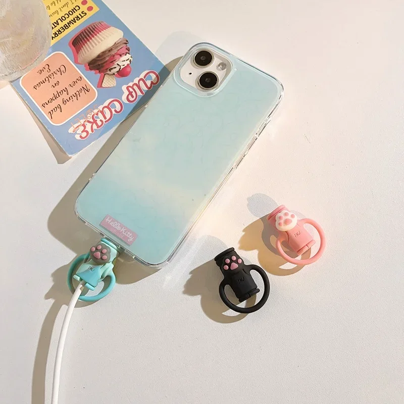 

1 Piece Cute Cat Paw Cable Protector Cartoon Kitten Paw Phone Charge Data Line Protection Cute Cable Organizer Office Supplies