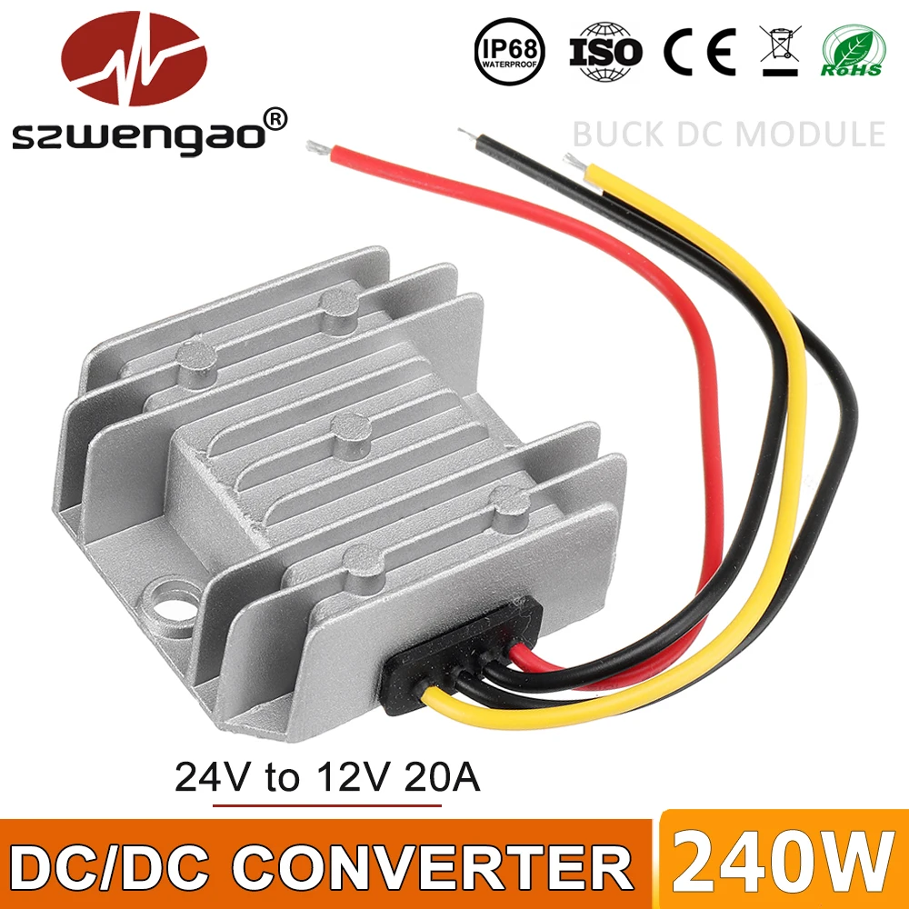 szwengao DC 24V to DC 12V 5A 8A 10A 20A Buck Converter 240W Step-down Voltage Regulator Car Truck Vehicle Switching Power Supply