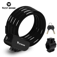 WEST BIKING 1.2m bicycle lock Anti-Theft Motorcycle With 2 Keys Cycling Steel Wire Security MTB Road Bike Cycling Lock