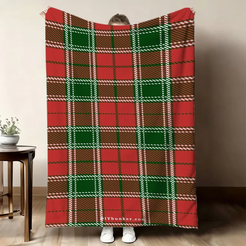 Red Green Tartan Plaid Christmas Print Throw Blanket cozy blanket guest room sofa reading nook home lounge Christmas presents