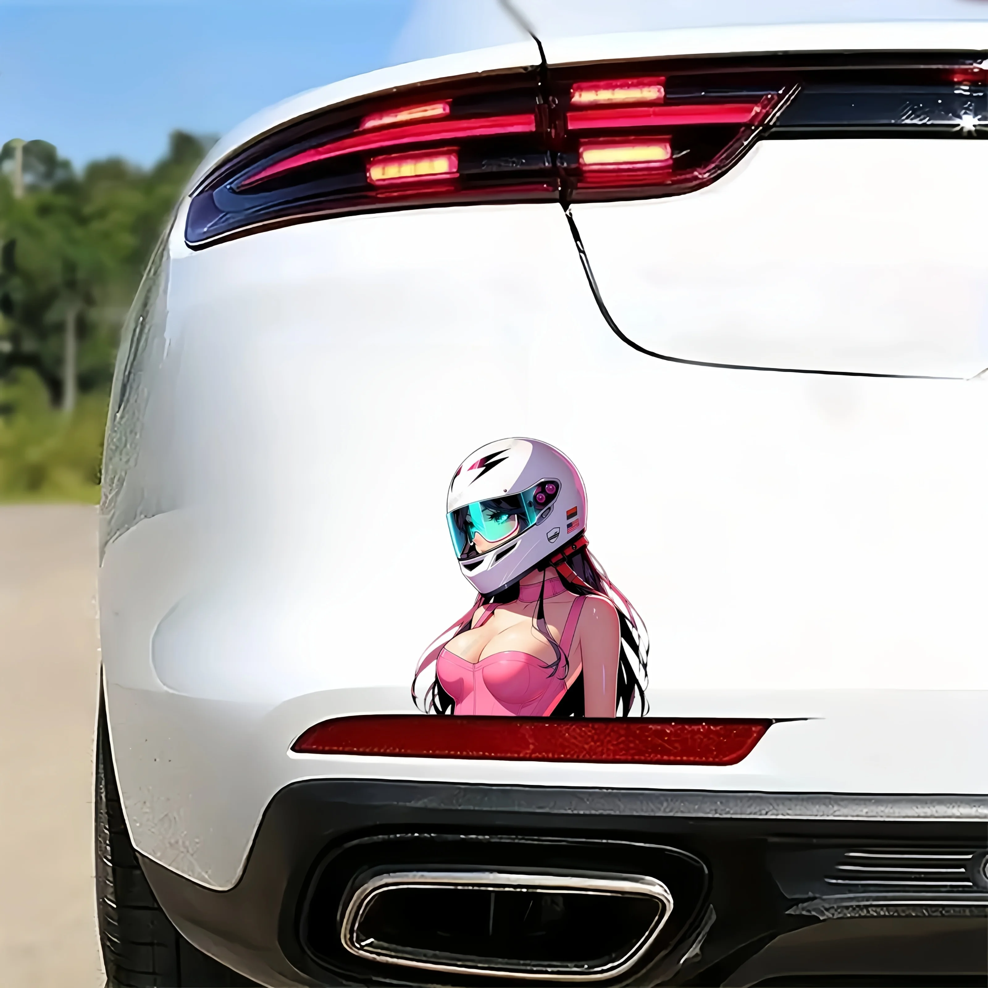 1PC Eye-Catching Anime Girl Racer Vinyl Sticker Waterproof Decal Bicycle Car Motorcycle Laptop Luggage Exterior Styling Decal view 3