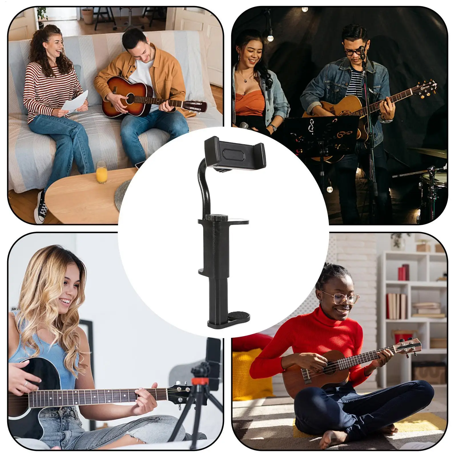 Supporto per telefono per chitarra Accessori per chitarra Morsetto per clip per smartphone per la registrazione di videochiamate Streaming Viaggiare Esercizi Rilassanti