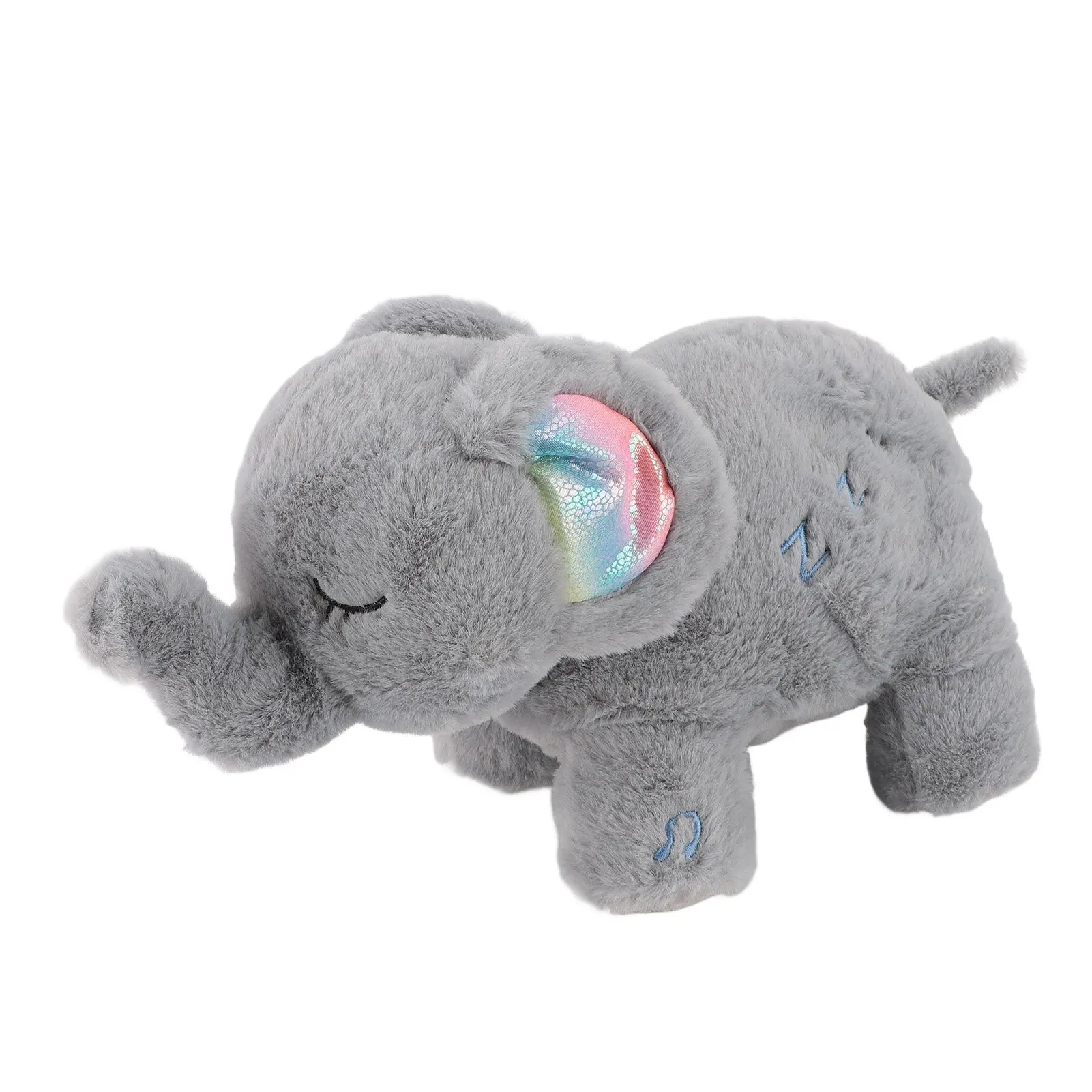 Elephant Plush Sleep Aid for Babies Bedtime Soothing Stuffed Animal with Lullaby Music Calming Light Breathing Comforting Toy