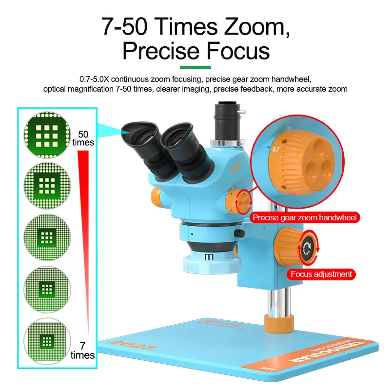 RELIFE RL-M5T-B11 0.7-5.0 z ciągłym zoomem trójokularowy mikroskop HD z duża podstawka konstrukcją telefonu PCB elektroniczny mikroskop naprawczy