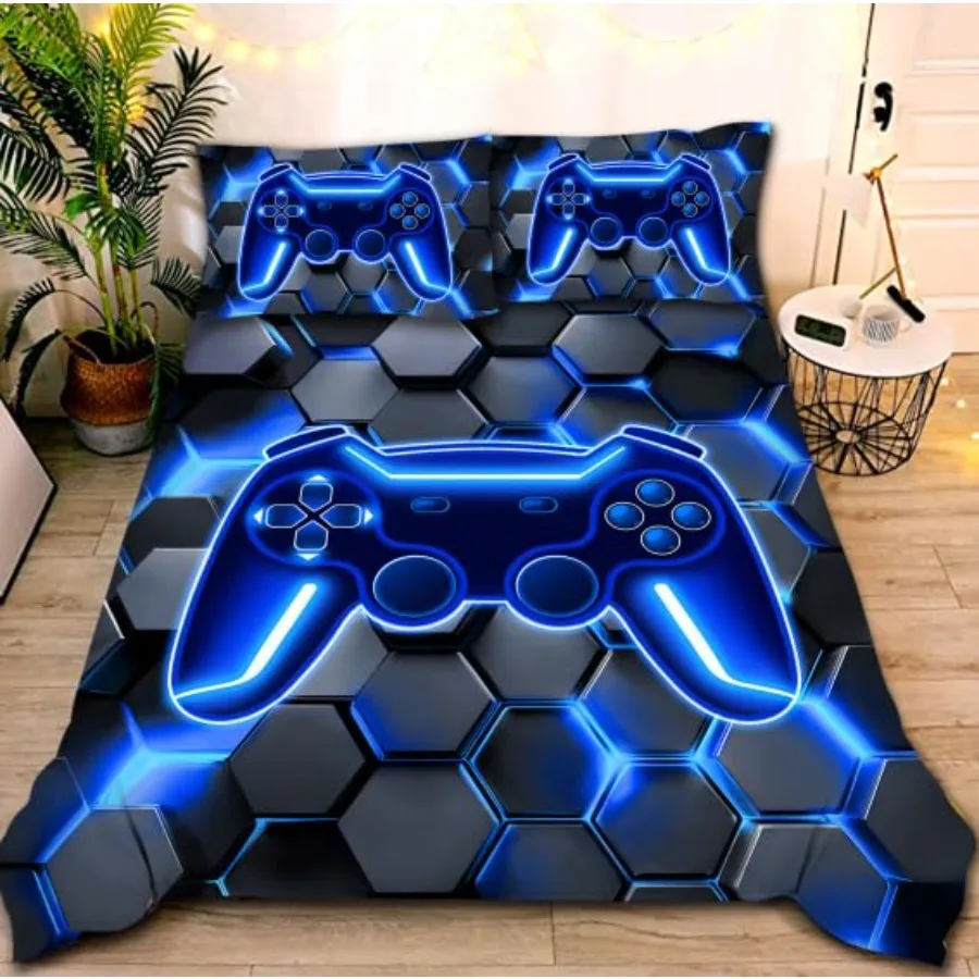 3D Gaming Comforter Set for Boys Teens5pcs Gamer Bedding Sets with Sheet Game Console Bed in a Bag