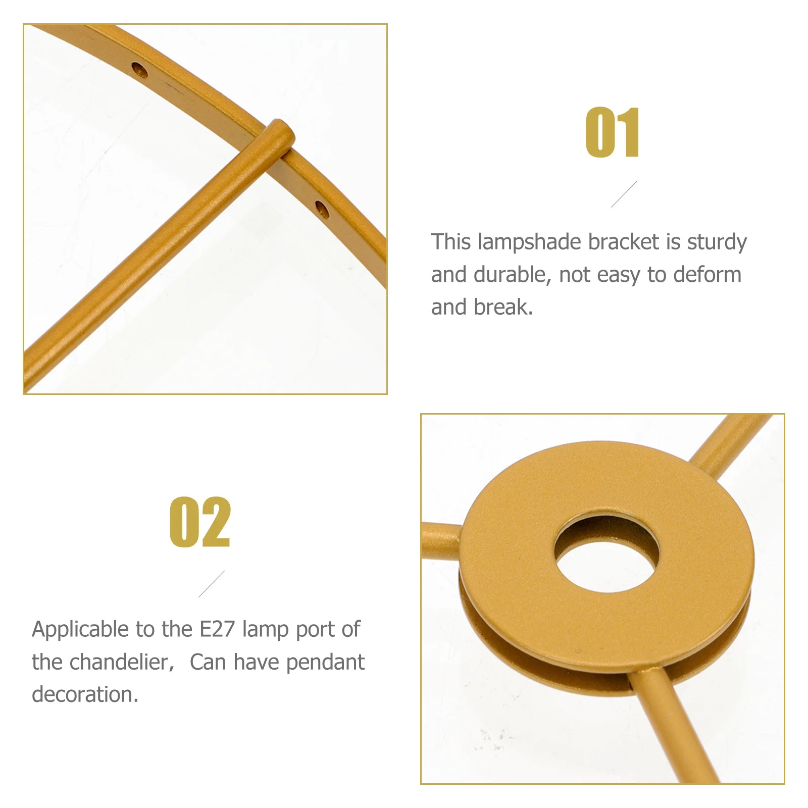 

Double Ring Lampshade Bracket Durable Iron Frame DIY Chandelier Lamp Holder Home Restaurant Office Pendant Light Frame