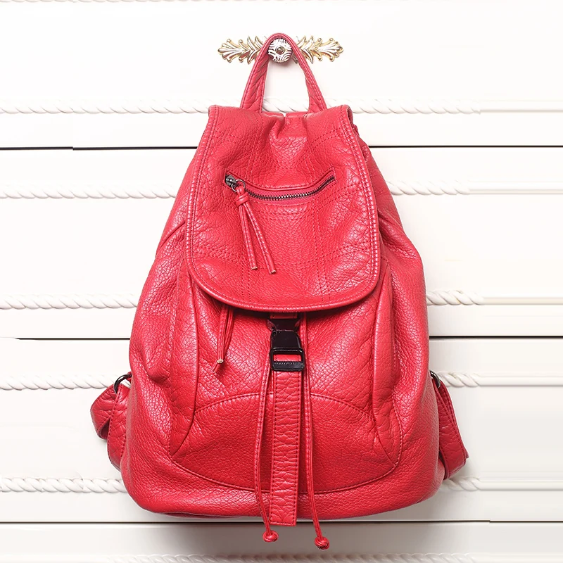 Student backpack female new leather large capacity fashion leisure travel bag PU leather super soft leather backpack female bag