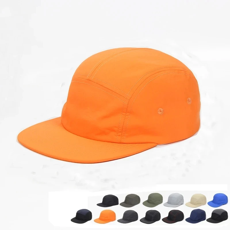 Quick Drying Nylon 5 Panel Baseball Hats For Men Women Gorra De Beisbol Hip Hop Snap Back NY Black Caps