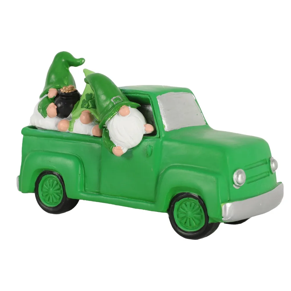 

Настольное украшение на День Святого Патрика: Гном-пожилой человек, водящий машину, ирландский праздничный декор для рабочего стола