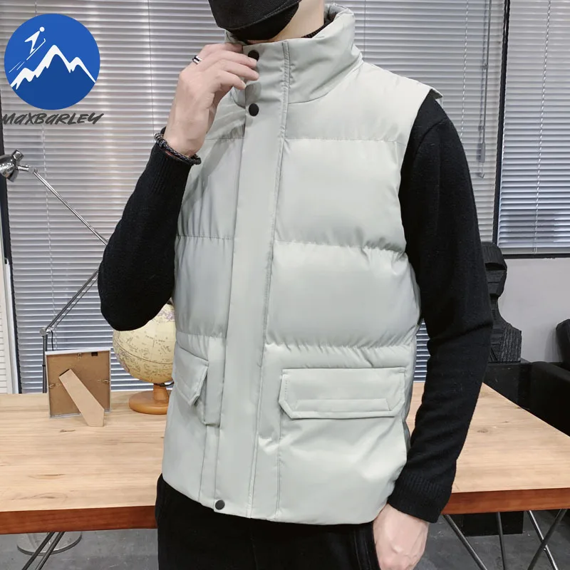 Winter Brand Warm Vest Men High-quality Korean Style Windproof Padded Jacket Self-cultivation Stand Collar Sleeveless Waistcoat