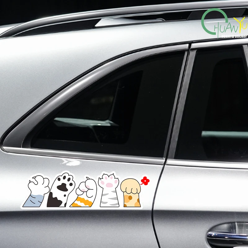 Cute Colorful Cat Claw and Small Heart Car Windows Motorcycle Bumper Sticker Stickers Reflective Waterproof Stickers
