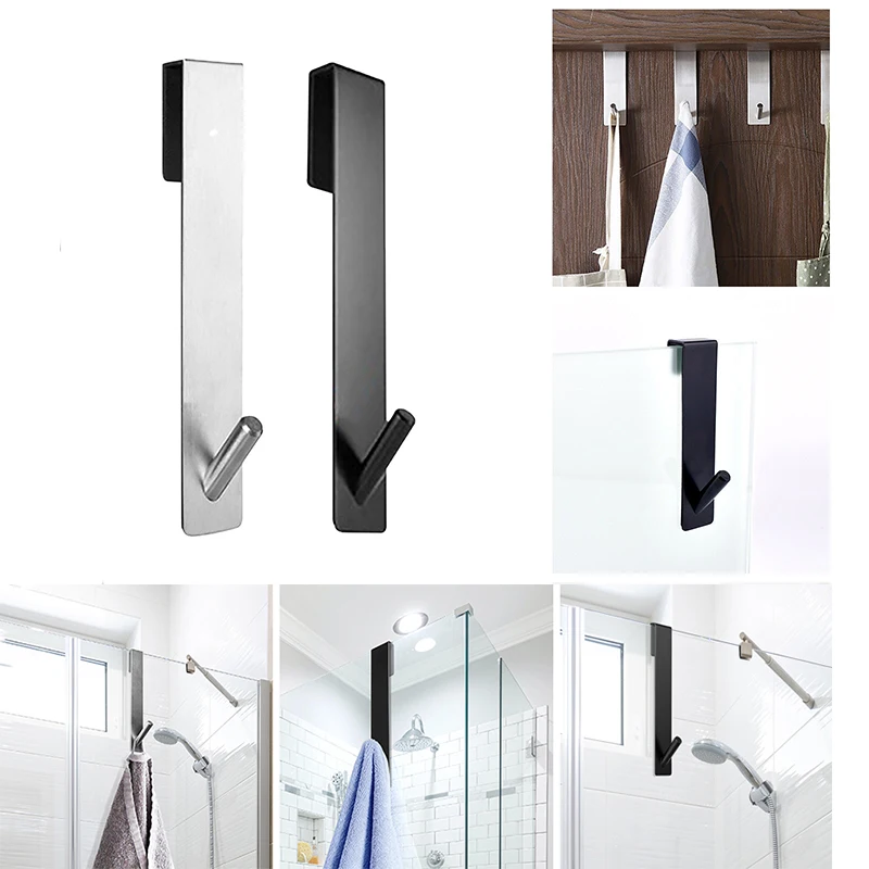 1/2/3PCS Stainless Steel Hooks for Shower Door Behind Door Towel Rack S Shape Bathrobe Rack Towel Hooks Bathroom Accessories