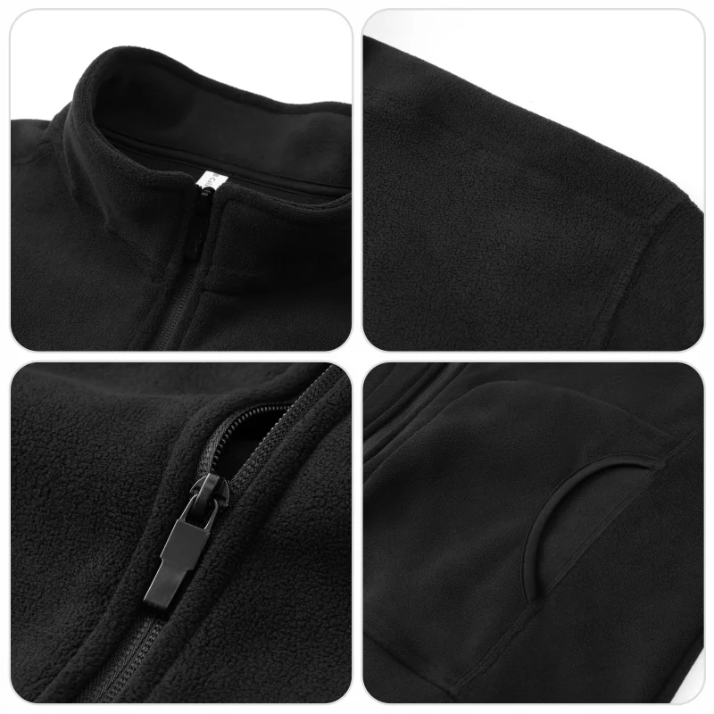 Custom Logo Unisex Polar Fleece Jacket Full Zip Stand Collar Warm Winter Coat Diy Printing Embroidery Casual Outdoor Outerwear