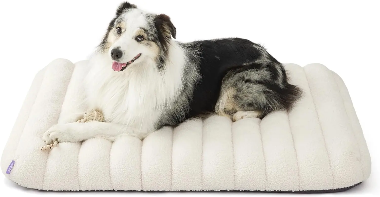 

Cute Orthopedic Dog Bed Large, Waterproof Pet Mat with Removable Washable Cover, Thick Foam for Indoor Use (36x27, Cream)