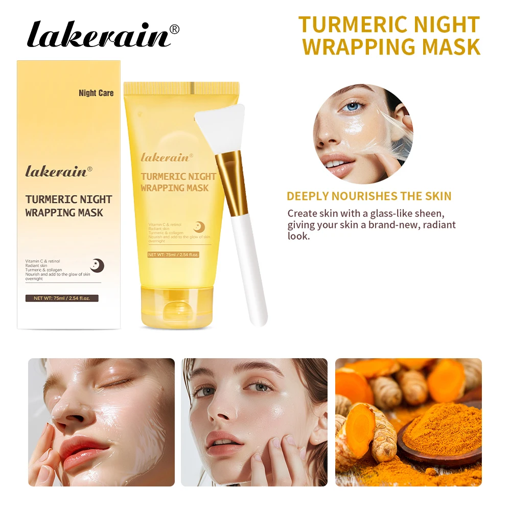 Turmeric Night Wrapping Mask Deep Hydration Overnight Soothing Relaxing Skin Elasticity Brighten Even Skin Tone Turmeric Mask