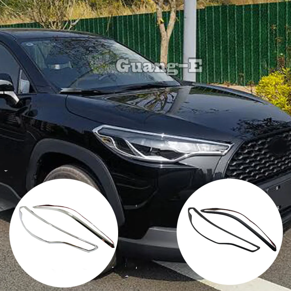 ABS Plastic Car Headlight Eyebrow Frame Trim Decoration Cover Exterior Accessories For Toyota Corolla Cross XG10 2022 2023 2024+