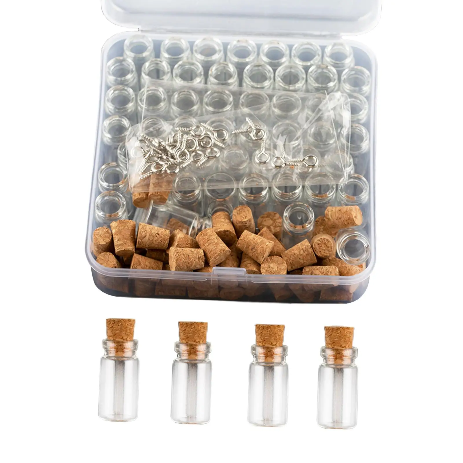 50x Mini Glass Bottles Jars with Cork DIY Art Crafts Necklace Pendants Party Supplies Message Bottle Small Wishing Bottle