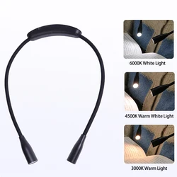 4 LED Portable Neck Reading Book Lights USB Rechargeable 3 Colors Night Lamp For Sewing Knitting Camping Repairing Light