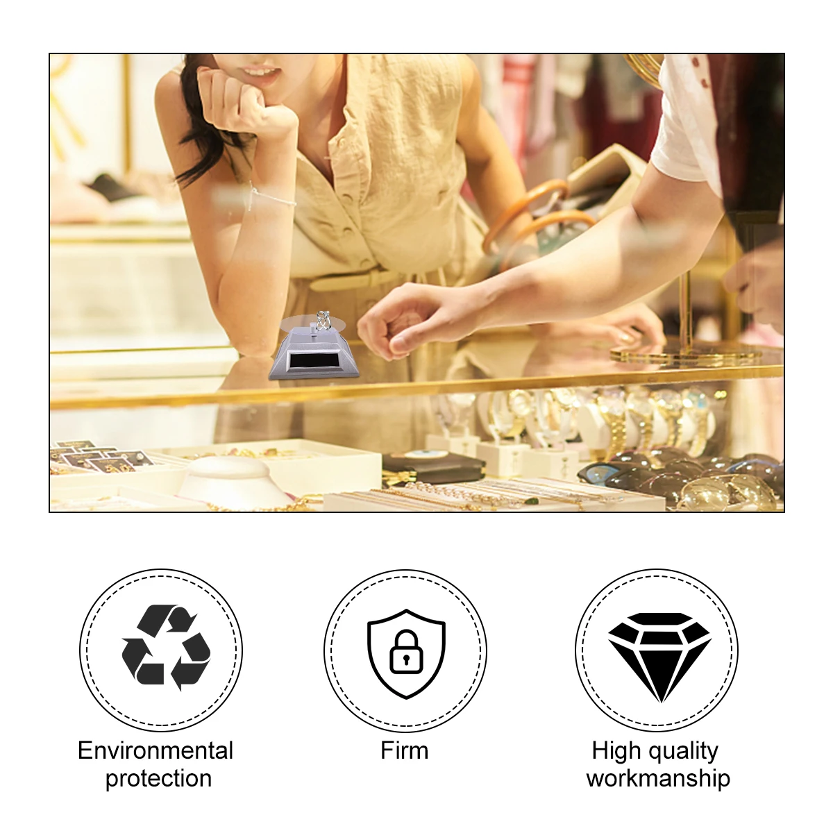 

3 Layer Solar Showcase Rotating Display Stand 360 Automatic Turntable for Jewelry Necklace Bracelet Watch Phone
