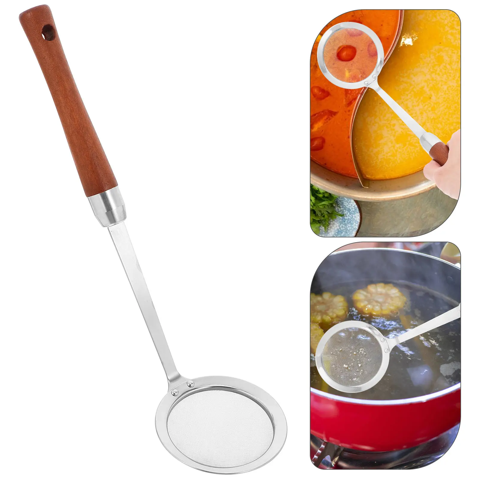 8Cm Stainless Steel Fine Mesh Oil Filter Skimmer Spoon for Hot Pot Frying Straining Grease Foam Food Scoop Cooking Kitchen