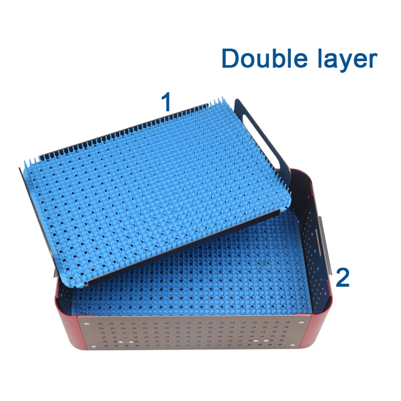 Sterilization Tray Case Box with Silicone Pad Double Layer Case Aluminium Alloy