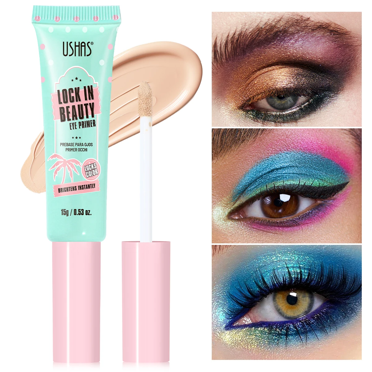 USHAS Primer para ojos, efecto maquillaje duradero, modifica el tono de la piel de los ojos, mejora el color del maquillaje de los ojos y crea un maquillaje de ojos perfecto