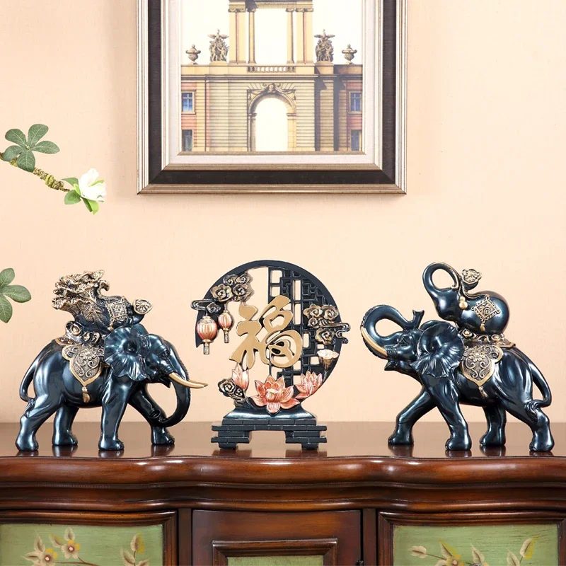 

Ornaments Fortune Bring Elephant Jixiang Living Room TV Hallway Wine Cabinet Decorations Relocation and Opening Wedding Gifts