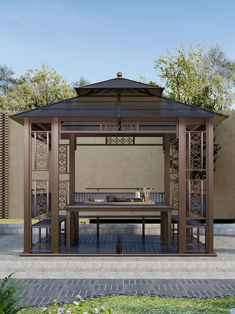 Pavilion outdoor villa courtyard aluminum alloy garden awning outdoor new Chinese style roof leisure farmhouse pavilion