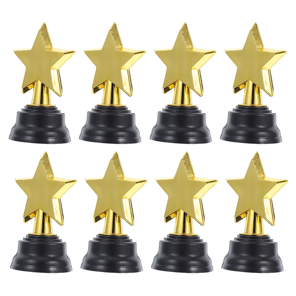 

8pcs Five Pointed Star Mini Plastic Trophies Kids Classroom Rewards Sports Tournaments Prizes Event Party Favors Bulk for Events
