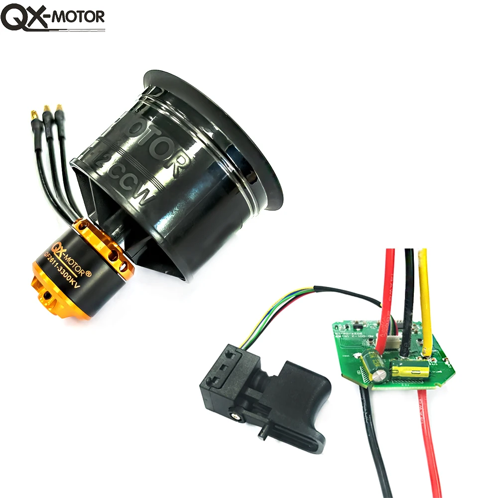 

QX-MOTOR 50 мм EDF 12 лопастей вентилятора CCW 3300KV печатная плата бесщеточного двигателя 1000 Вт контроллер с переключателем для жестоких вентиляторов