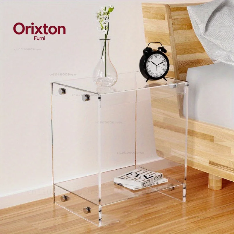 Acrylic transparent edge few Internet celebrities simple bedroom bedside table Nordic coffee table sofa few ins light luxury she image 4