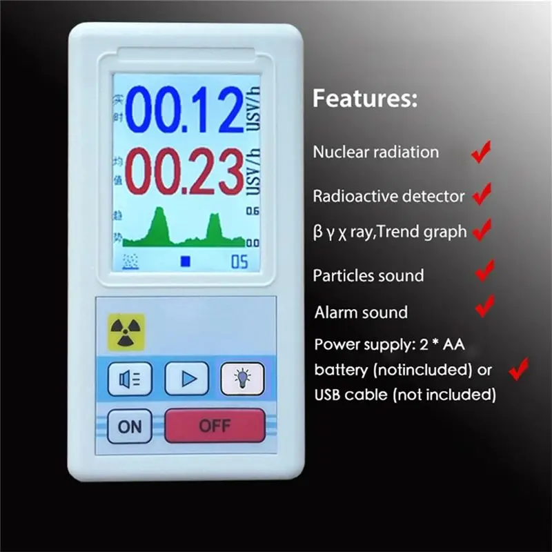 ABJI-BR-6 Geiger Counter LCD Radioactivity Tester For Detecting Personal Dose Of Nuclear Radiation For Detecting X-Ray Beta Gamm