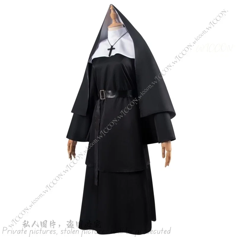 MN1 Ghost Nun Halloween Costume Horror Movie Cosplay Mask Woman Disguise Bloody Mouth Scream Horror Halloween Party Ghost Nu8/yG