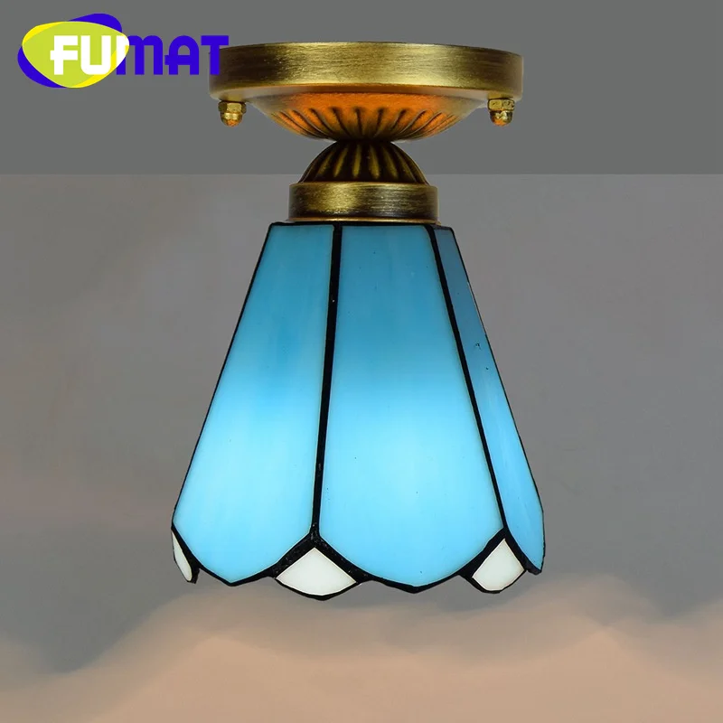 

FUMAT Tiffany 6inch retro style blue small ceiling light deco the hallway hallway balcony foyer staircase LED chandelier