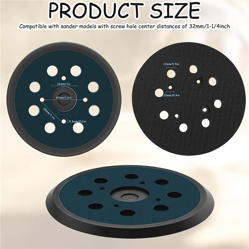 

2Pcs Sander Replacement Pad for Ryobi, 8 Holes 5 In Sanding Discs Hook and Loop, Sanding Discs Sanding Pad Track Sander