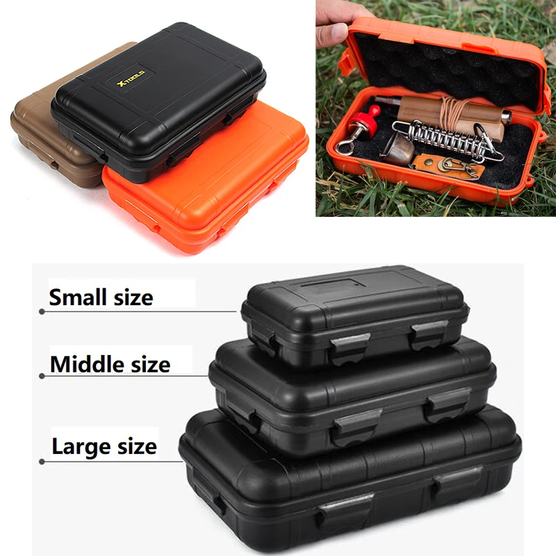 S/M/L Size Outdoor Plastic Waterproof Sealed Survival Box Container Camping Outdoor Travel Storage Box Hiking Tool Case