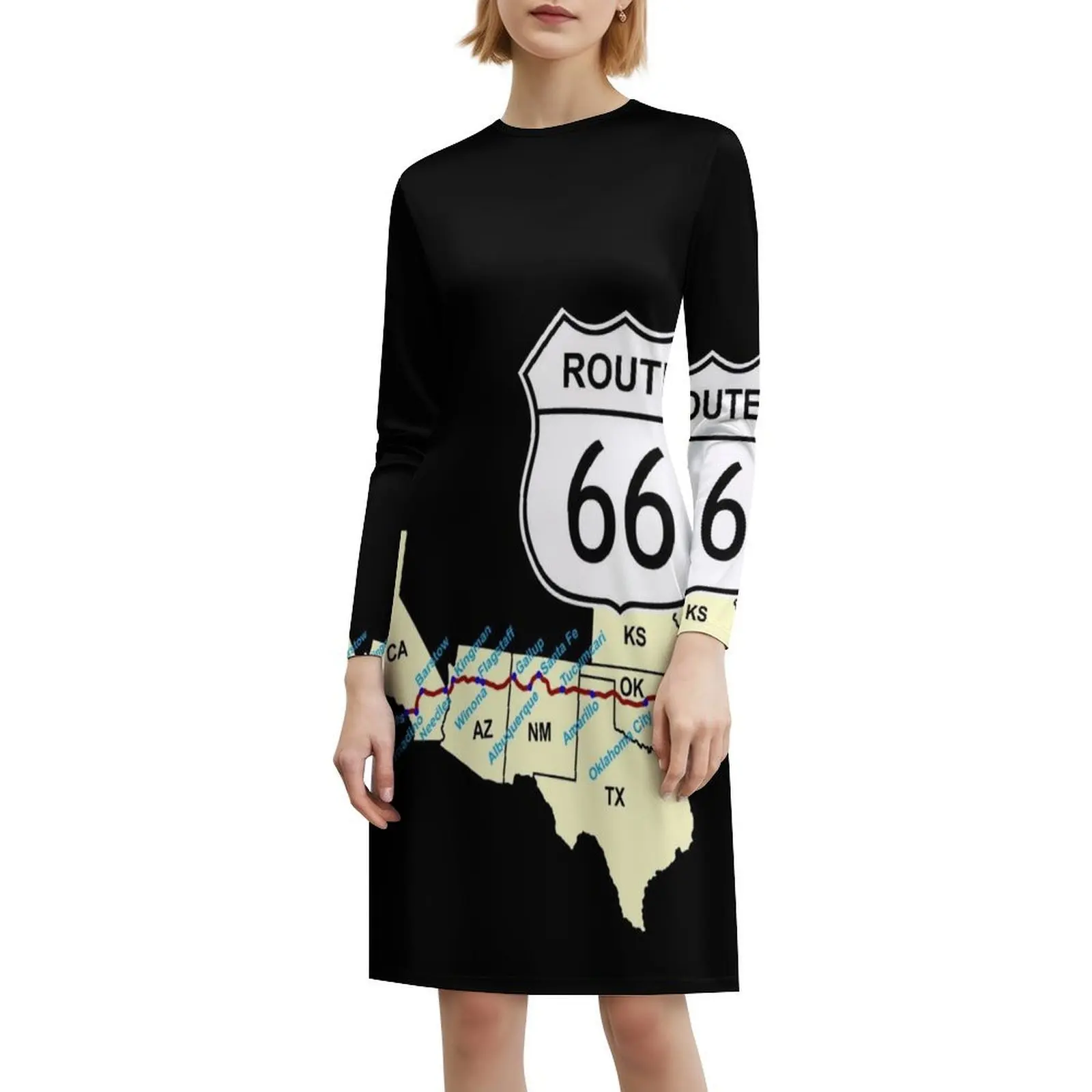 فستان Route 66 بخط عنق على شكل قلب فستان أنيق للحفلات الصيفية للنساء Route 66 فستان لرحلة الطريق للسفر للفتيات