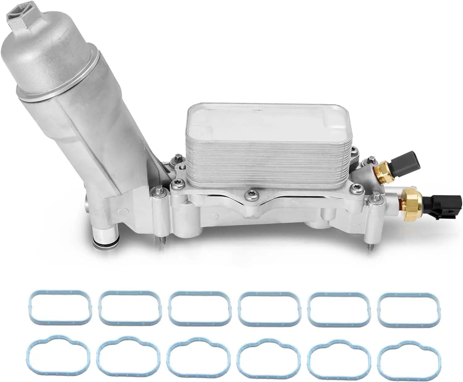 926-959 Upgrade Full Aluminum Engine Oil Filter Housing Oil Cooler Kit with Gaskets & Sensors Compatible with 2011-2016 Chrysler