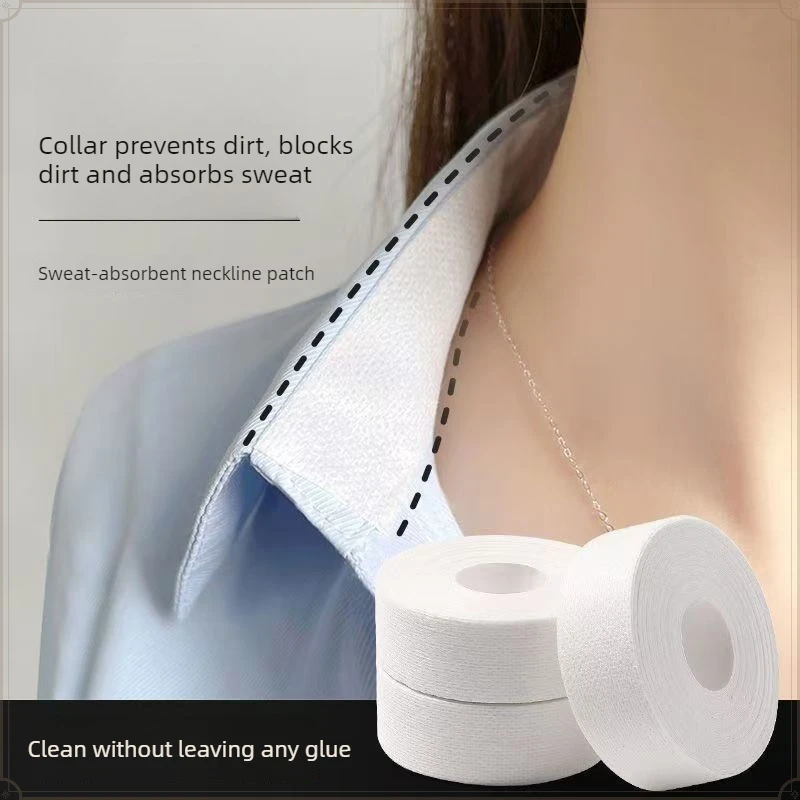 Disposable Invisible Anti-dirt Neckline Sweat Absorbing Tape, Anti-stain Collar Liner for Shirts Hats, 20/25mm Customizable Roll