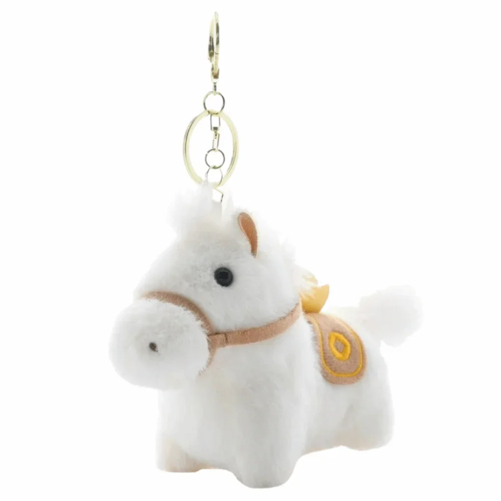 Cartoon Steed Pop Pluche Paard Sleutelhanger Langharige Staart Zodiac Pony Beeldje Knuffeldier Sleutelhanger Pluizige Mascotte Poppen
