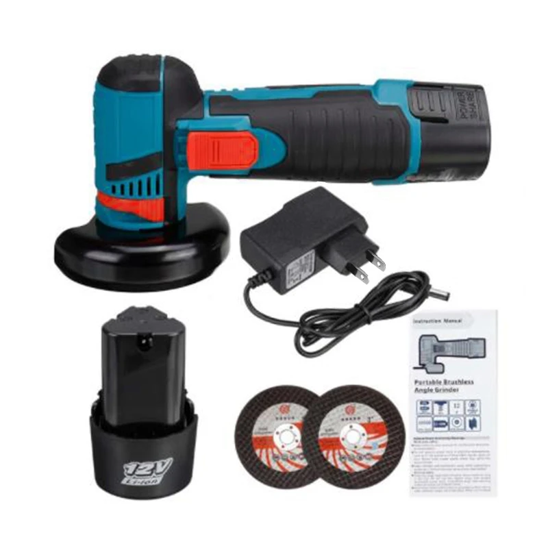 

Angle Grinder Tool 12 Volt Dual Battery Cordless Metal Cutter 19500 RPM Polishing Machine Diamond Cutting Tool