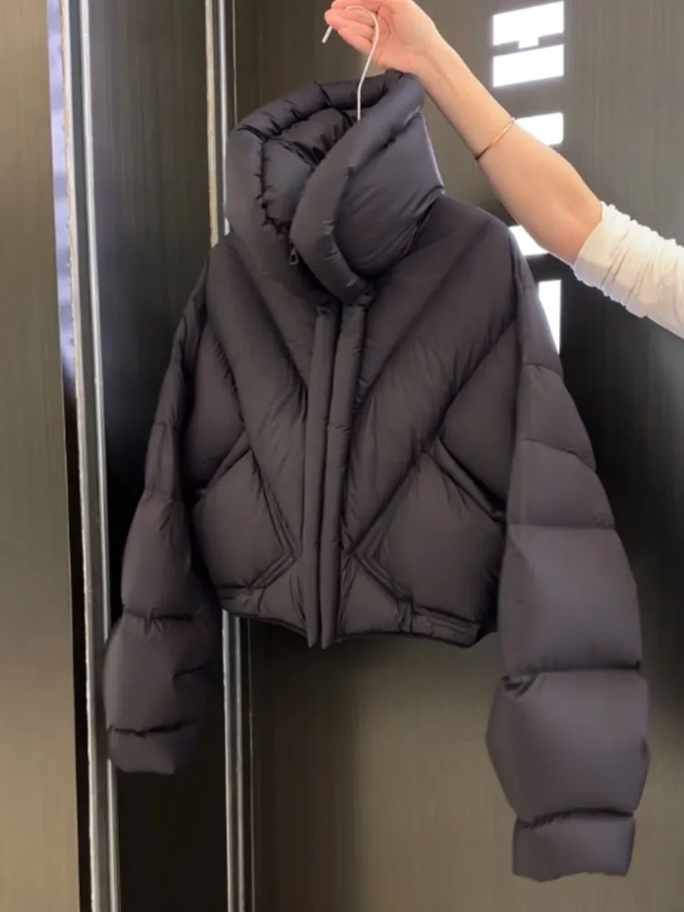 Korean Sle ort Bla Puffer Jaet Women's Winter Thi Outerwear Stand Collar Bread Cact Size Commute Wind