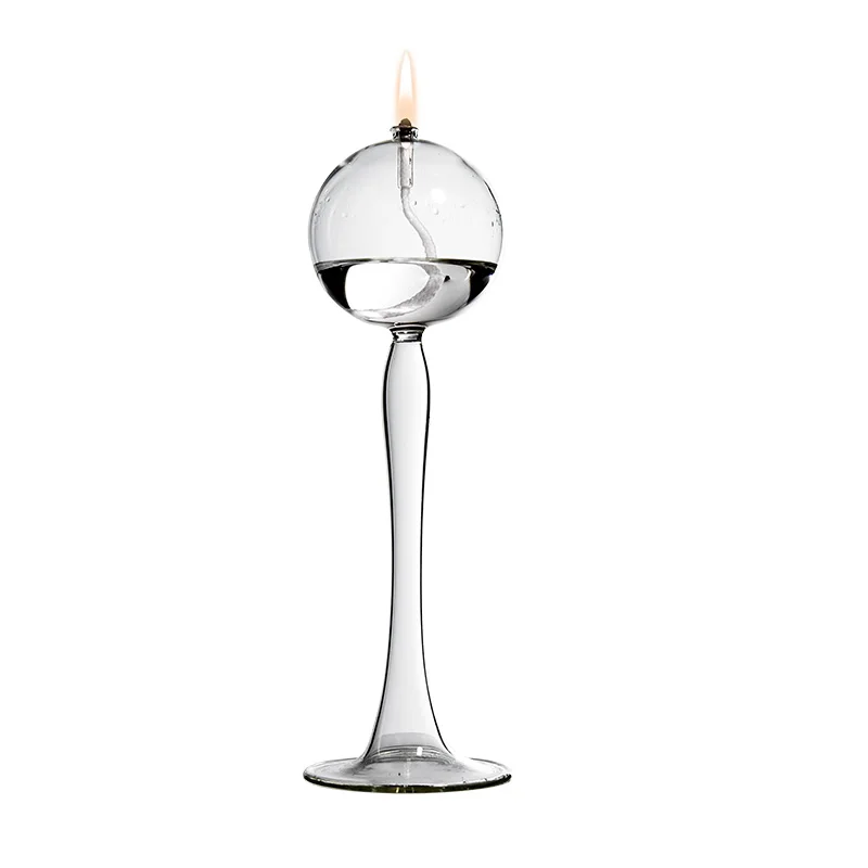 

Creative Glass Candle Ornaments Tall Feet Nordic Romantic Simple Candlelight Dinner Modern Home Smoke-Free Butter Lamp